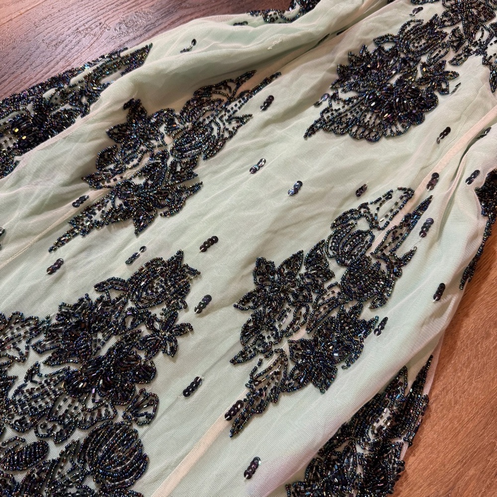 Vintage Y2K 100% Silk Beaded Dress Vintage Beaded Dress Mesh Vintage Prom Dress - Picture 6 of 17